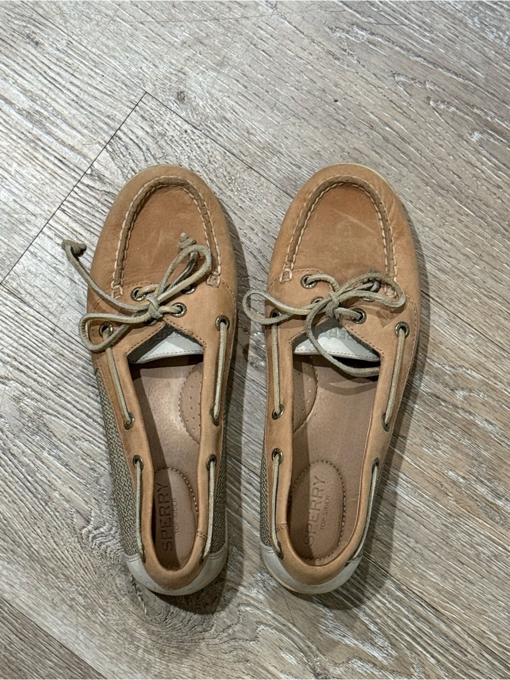 Sperry Top-Sider Firefish Boat Shoes Linen Oat Leather Mesh Slip On Women's 8M